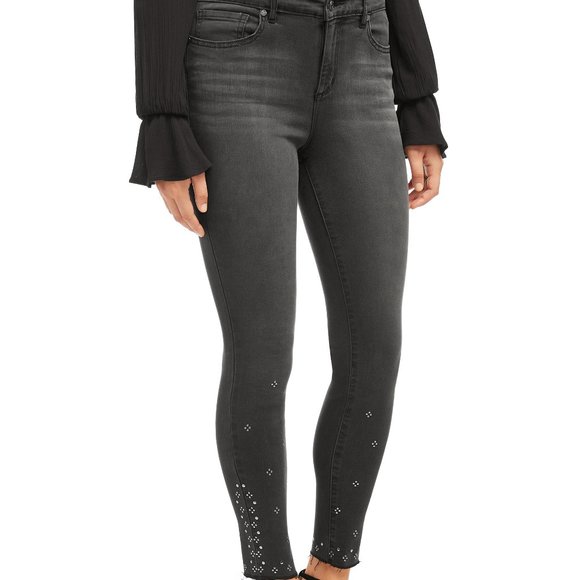 New Curvy High Waist Ankle Studded Pants. - Picture 1 of 8